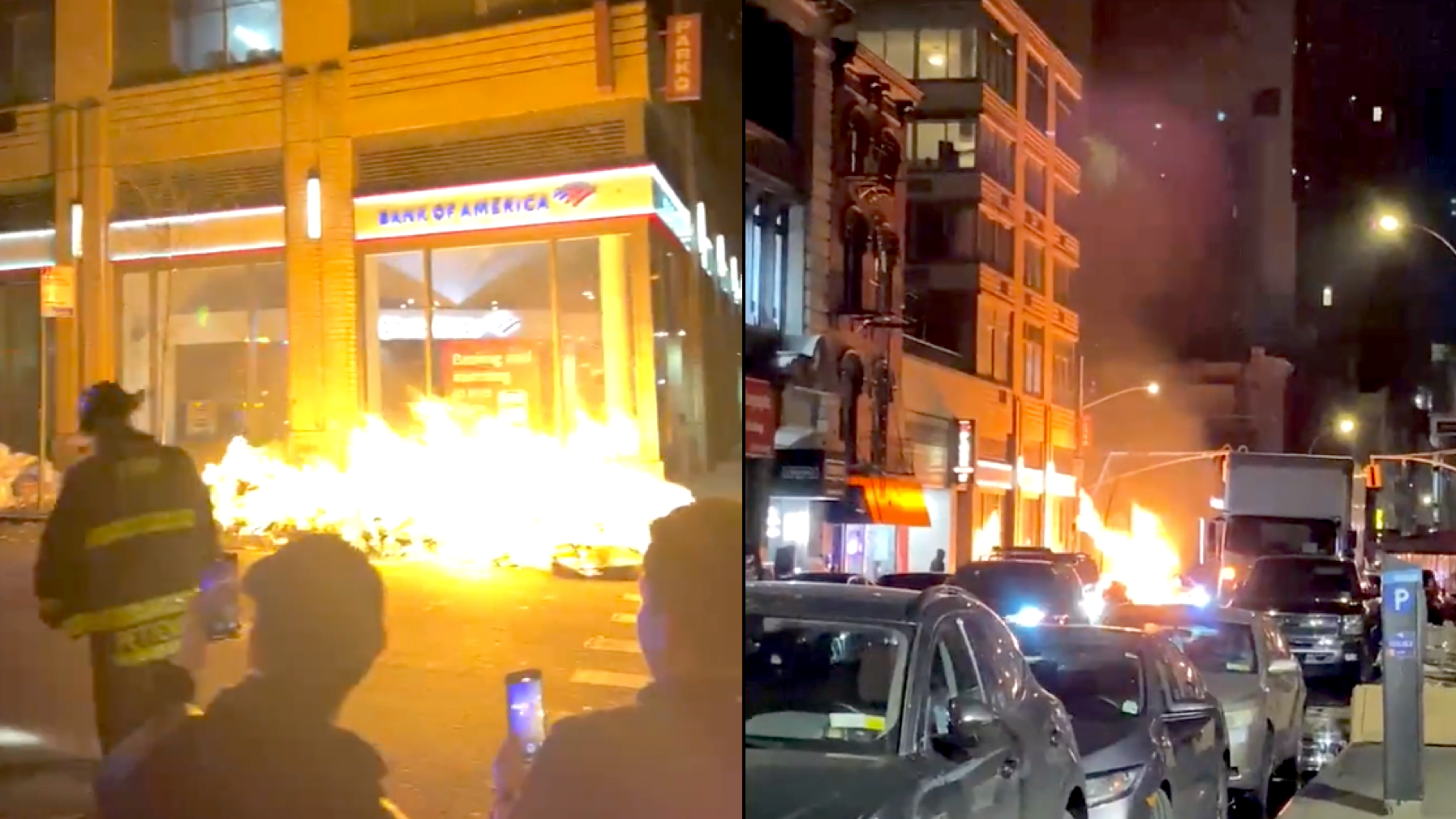 Arsonist torches 2 NYPD vehicles, pile of trash in Manhattan