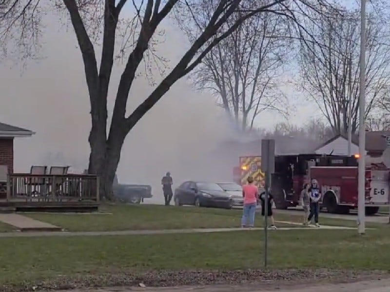 Smoke at the scene of fire on August near Ann Arbor Trail