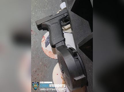The .45-caliber Glock pistol allegedly used to fatally shoot an NYPD officer in Harlem on Friday