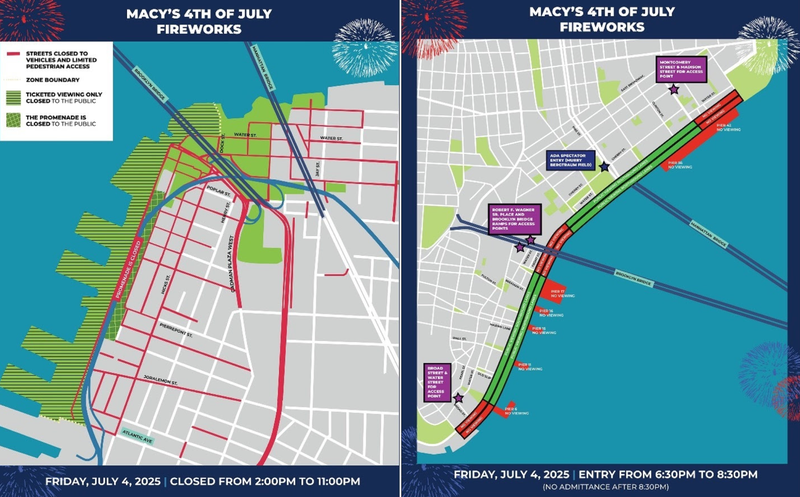4th of July fireworks map