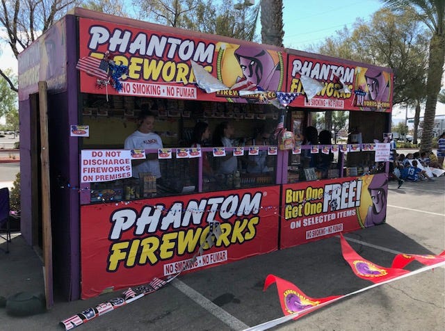 A "Safe and Sane" fireworks stand in Las Vegas