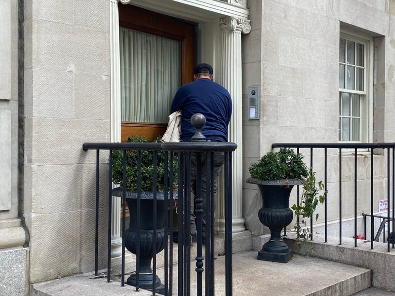 Technicians were at the home checking locks on Monday morning