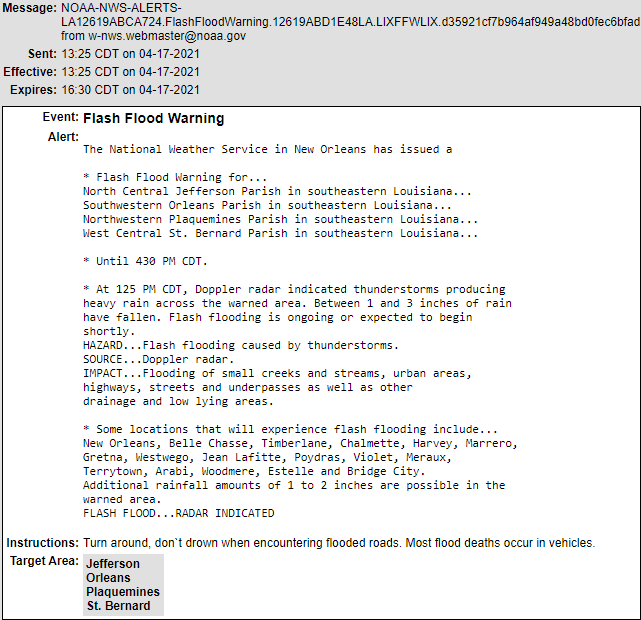 Flash Flood Warning issued for region 