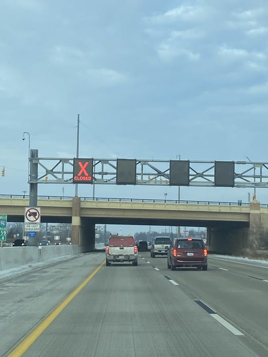 I-96 flex route, closed lane