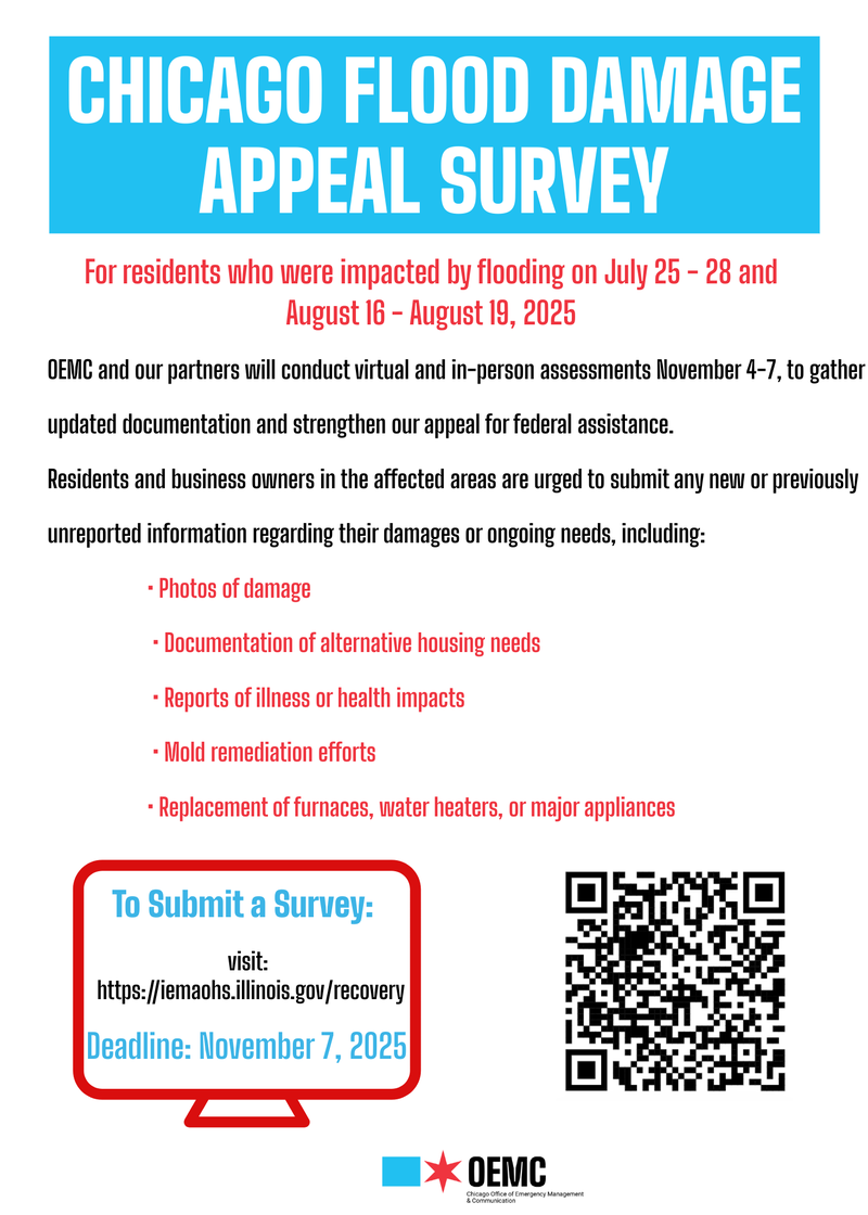 Chicago flood appeal flyer