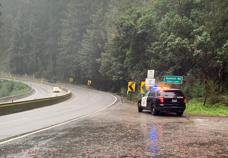 A California Highway Patrol officer in San Jose has been injured after a tree fell on him while he was responding to the scene of a car accident.