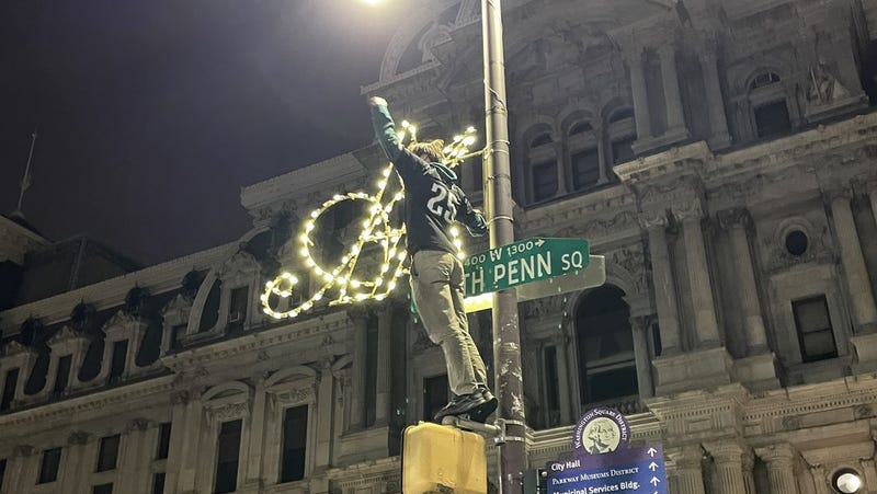Philadelphia Eagles fans climbed greased poles with as much dominant form as their team did in blasting the San Francisco 49ers 31-7 in the NFC Championship Game.