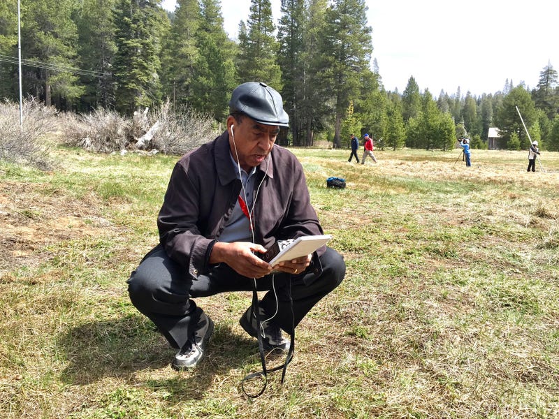 Bob reporting live to KCBS Radio from Echo Summit in the Sierra Nevada mountains.