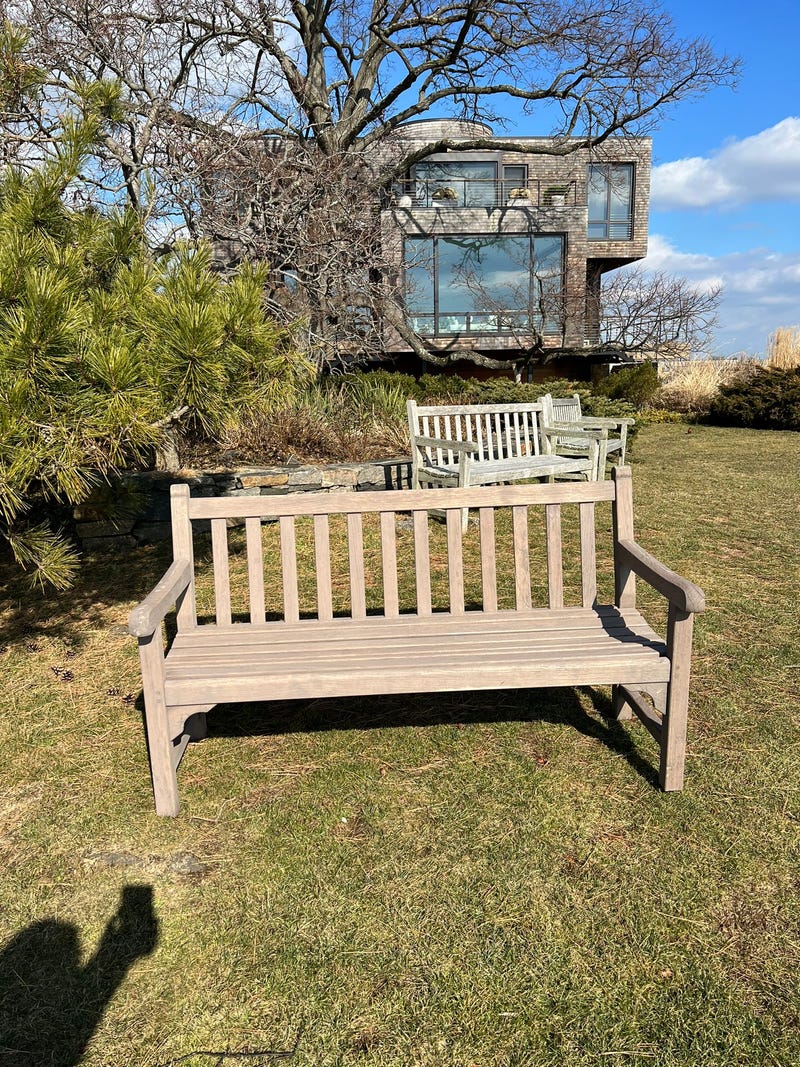 The bench was back at Rocky Point in Norwalk this week after making the 17-mile journey across the Long Island Sound to Suffolk County