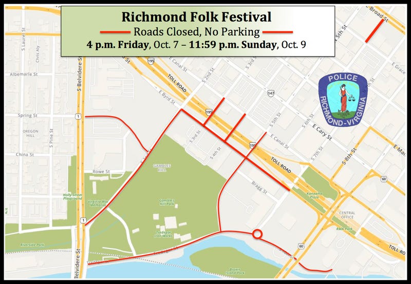 Folk Festival Closure Map
