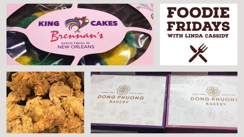 king cakes and fried chicken photo collage