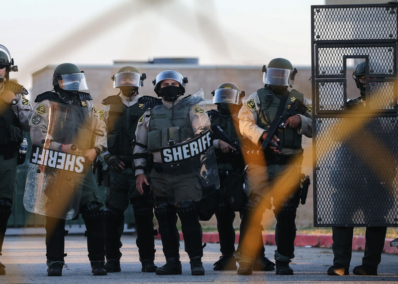 Los Angeles sheriff's deputies at the South Los Angeles Sheriffs' station