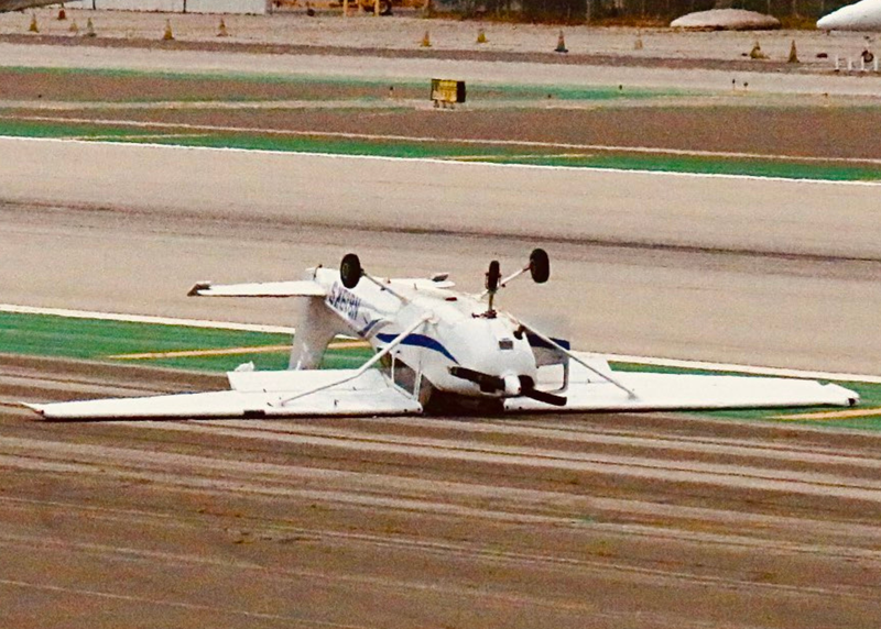 Plane overturned on runway at Santa Monica Airport