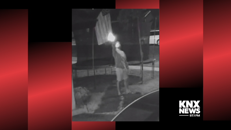 A man was caught on camera setting fire to an American flag outside the home of an Israeli family in West Hills on Saturday night.