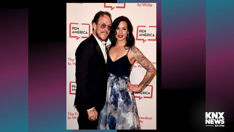 Scott Shriner (L) and Jillian Lauren arrive at the PEN America LitFest Gala at the Beverly Wilshire Hotel on November 2, 2018 in Beverly Hills, California.