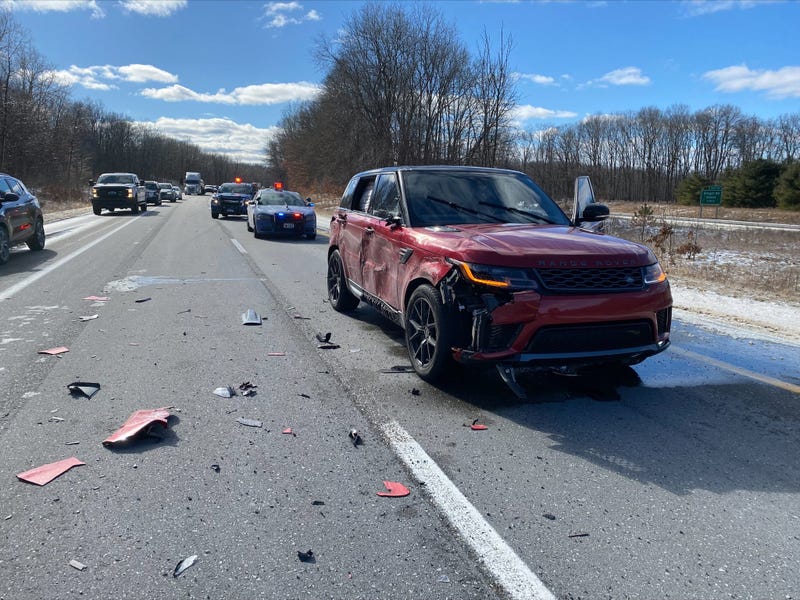 Damaged car on highway