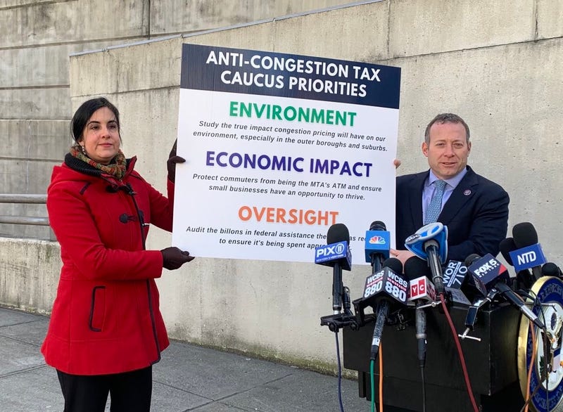 Staten Island Republican Rep. Nicole Malliotakis and New Jersey Democratic Rep. Josh Gottheimer held a news conference at the entrance to the Lincoln Tunnel on Wednesday