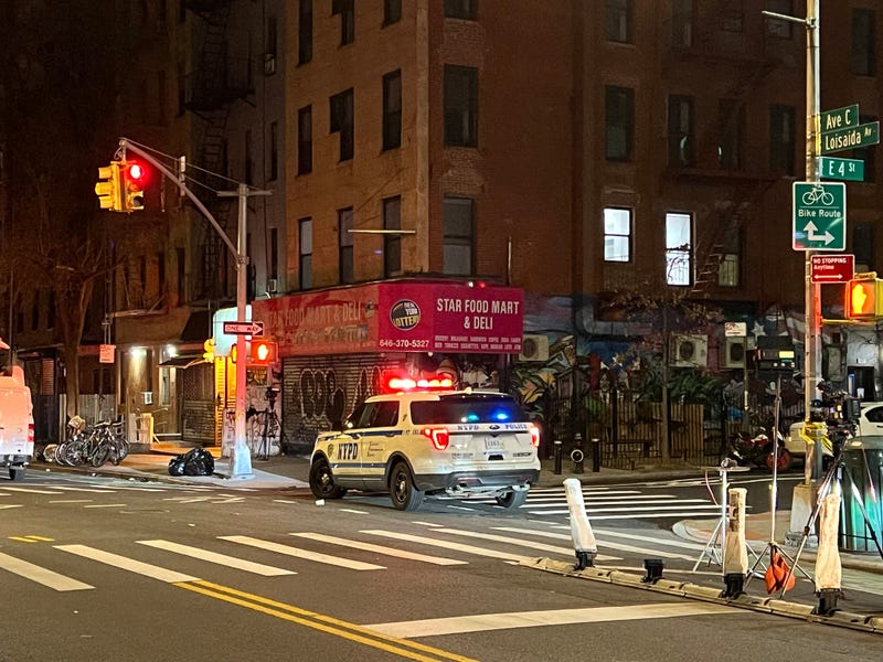 Police at the scene in the East Village