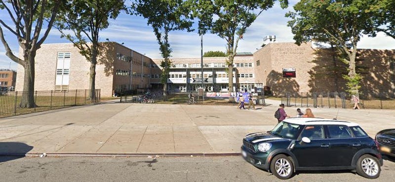 Francis Lewis High School, where three teenagers were shot on Wednesday.