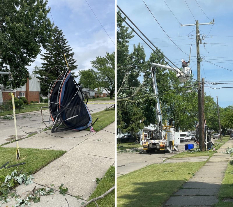 Damage in Fraser includes this trampoline