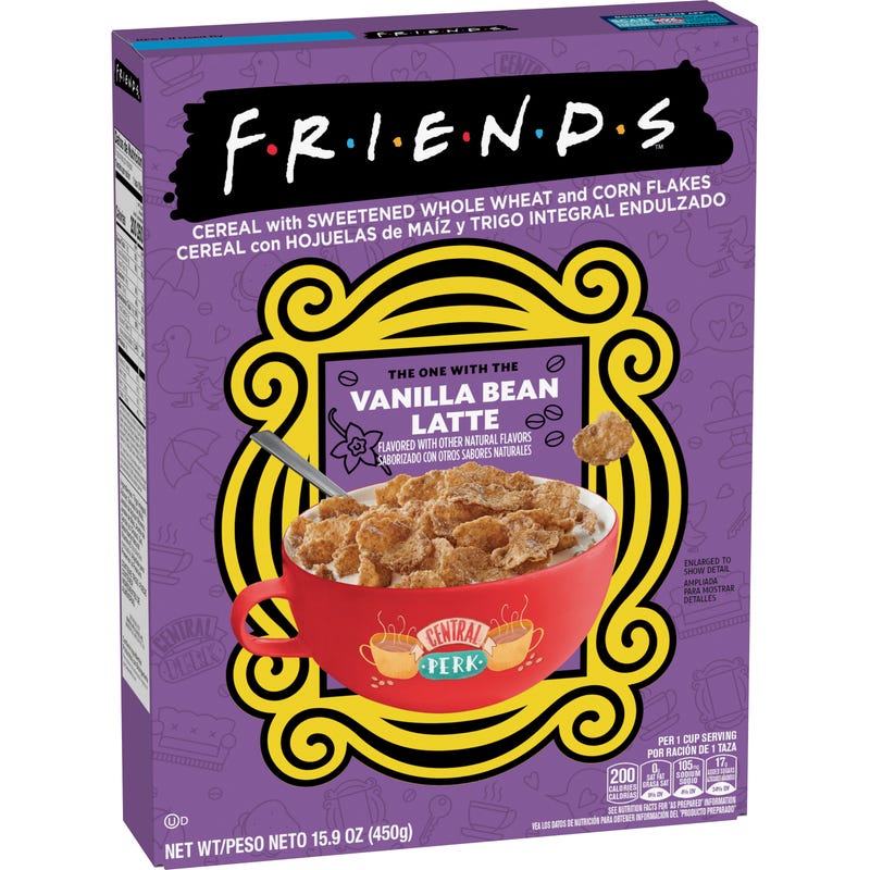 The front of the "Friends" cereal box