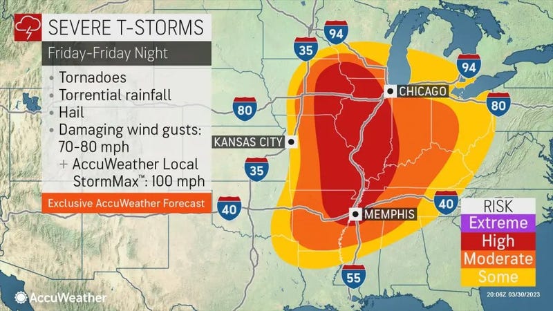 Damaging wind gusts, frequent lightning and heavy rainfall are all in the cards for Michiganders on Friday evening as the potential for explosive thunderstorms push into the state's southern regions.