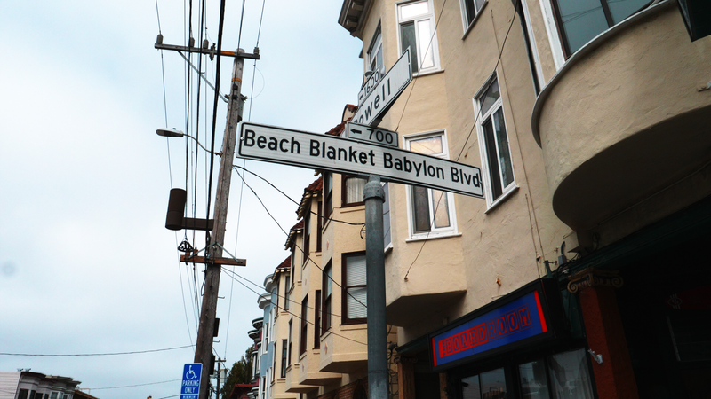 The intersection where "Beach Blanket Babylon" took up residence for 45 years.