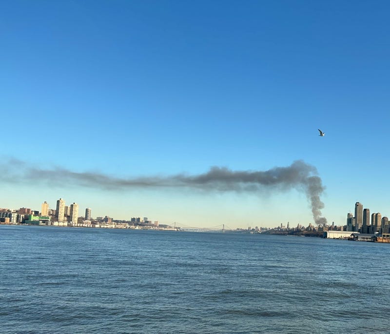 The plume of smoke drifted over the Hudson River to New Jersey