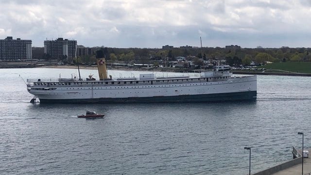 Ship enthusiasts can glimpse SS Keewatin, one of the largest & last remaining Edwardian-era passenger steamers, during final journey through Detroit