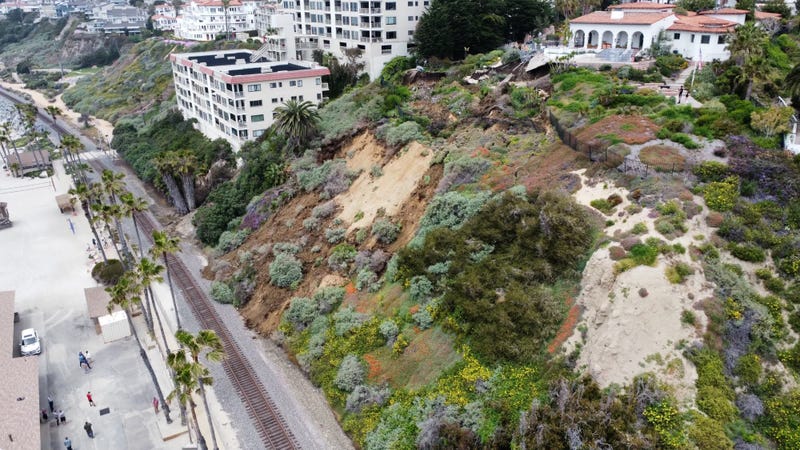 landslide on hilltop near coast