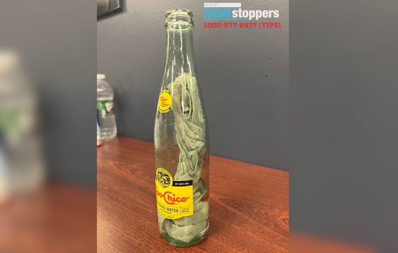 Police said this Molotov cocktail was found on the ground in the area of the protest Monday evening