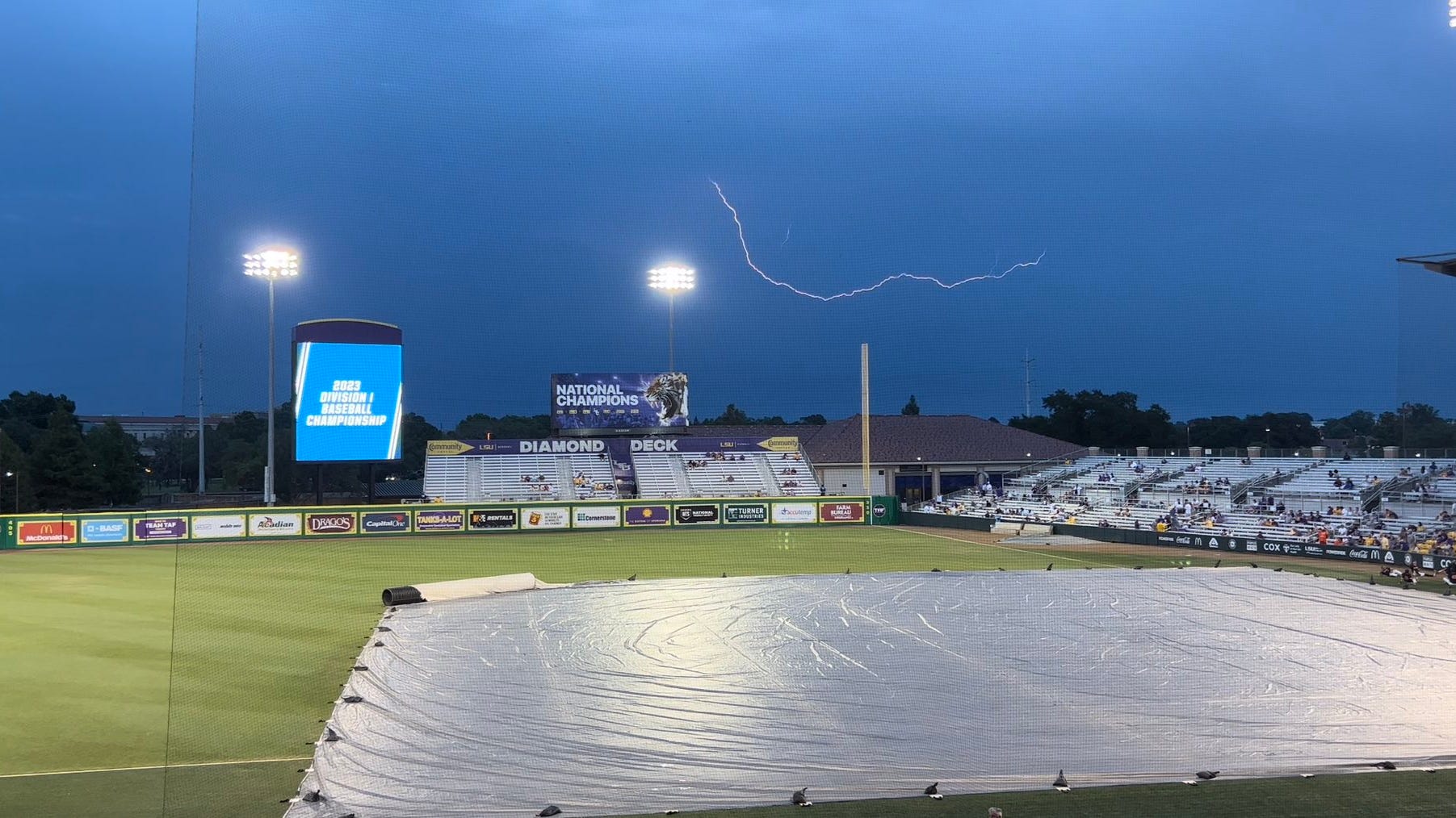 LSU’s regional game vs Oregon State postponed due to persistent lightning