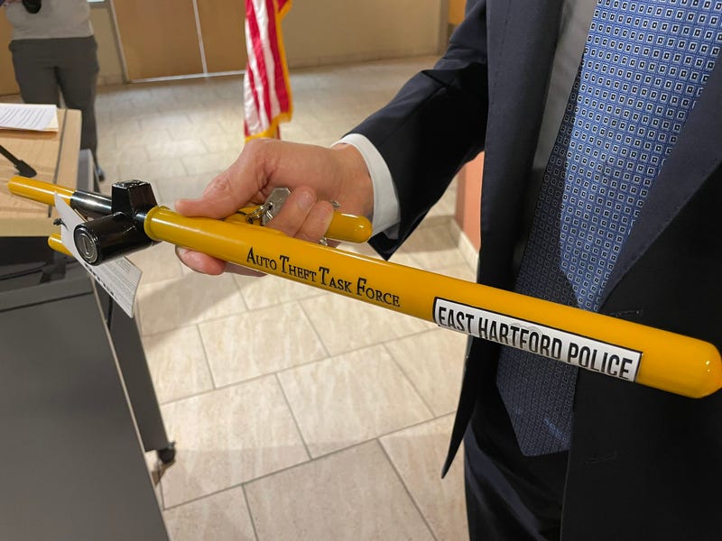 East Hartford police are giving the steering wheel-locking device The Club to residents who qualify. They're trying to protect Kias and Hyundais that don't have "engine immobilizers" to prevent theft.