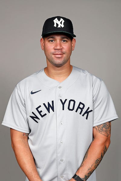 Gary Sanchez in a Field of Dreams uniform