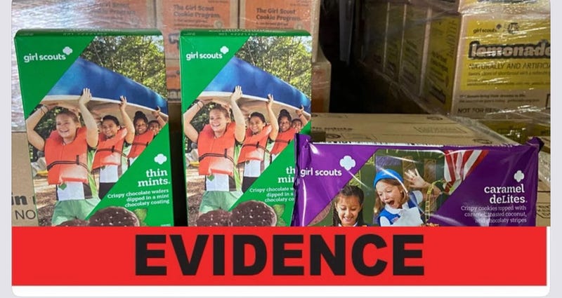 An image shared by the Bartlett Police Department, which warned residents about "highly addictive substances" known as Girl Scout Cookies.