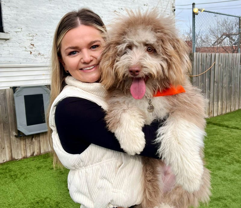 Kimberly Thomas with Arthur the dog