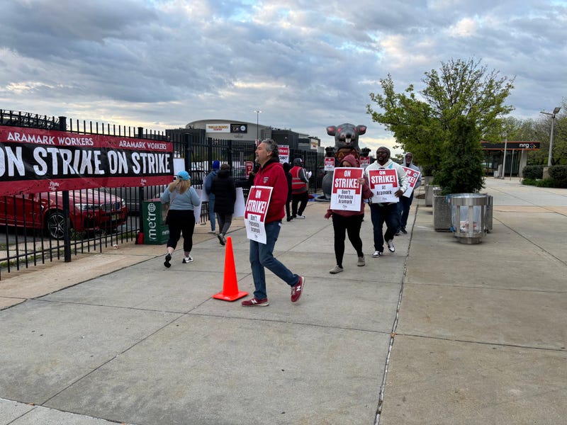 Aramark workers picket outside South Philadelphia Sports Complex