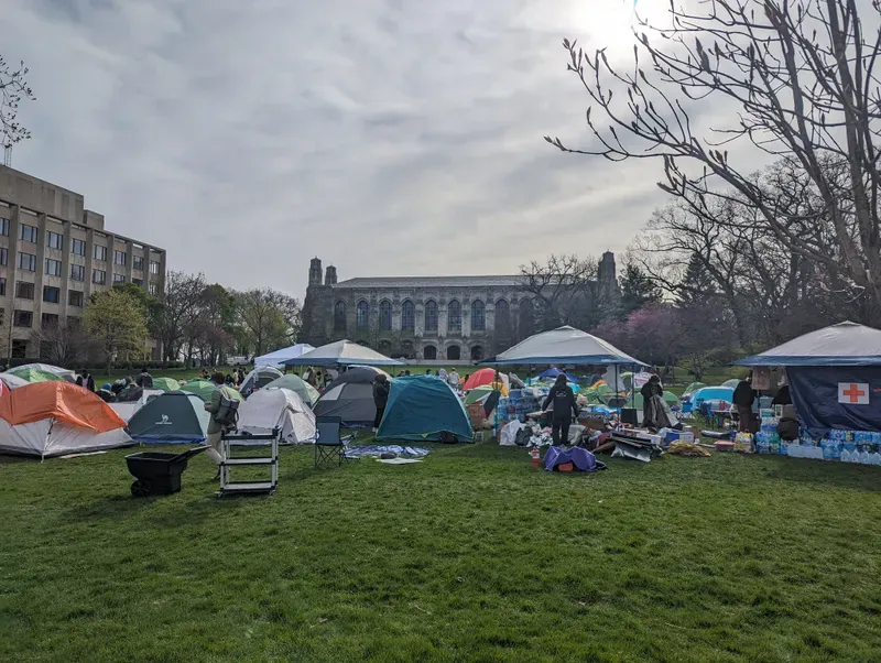 tent encampment at Northwestern