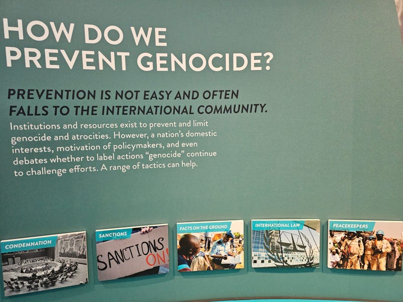 One of the goals of "Voices of Genocide" is to spark informed conversations — including about the current situation in Gaza, according to museum spokesperson Noah Cruickshank.