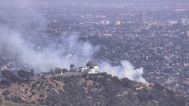 Fire crews contain brush fire near Griffith Observatory, one person detained