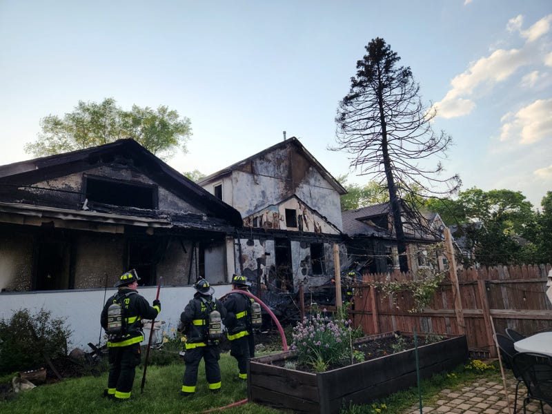 Chicago firefighters respond to a fire that broke out on Laramie Avenue near Foster Avenue on the city's Northwest Side on Tuesday.