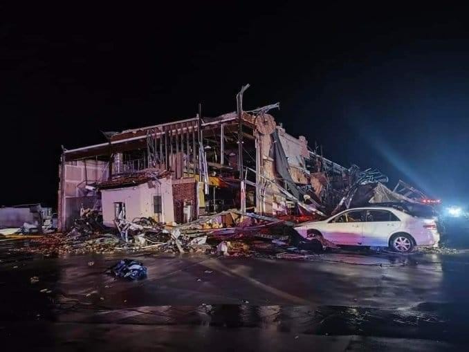 Damage in Denton County, Texas after severe weather on Saturday, May 25, 2024.