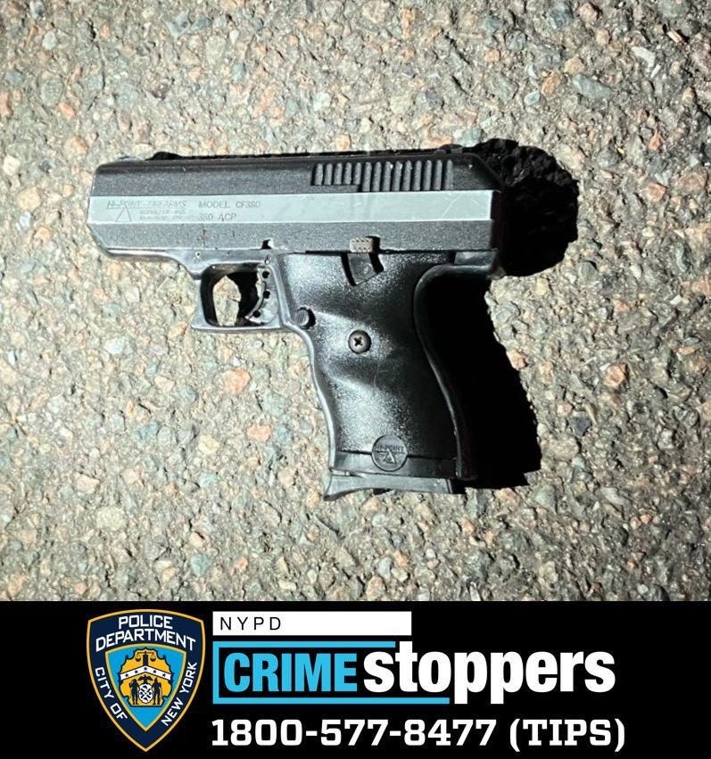 The illegally possessed gun allegedly used by the suspect
