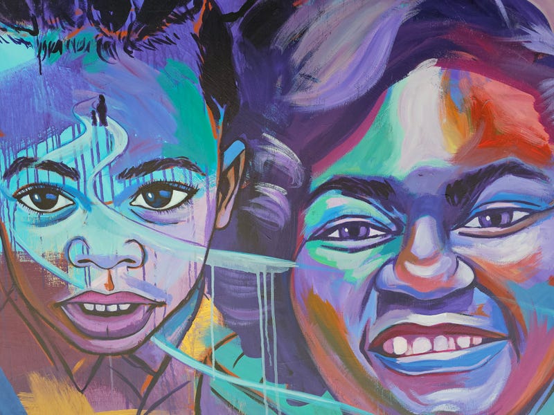 Artwork by Damon Lamar Reed for the "Still Searching Project." On Friday, families of those who were murdered or are missing gathered in Chicago's Daley Plaza, where they continued to call for answers .