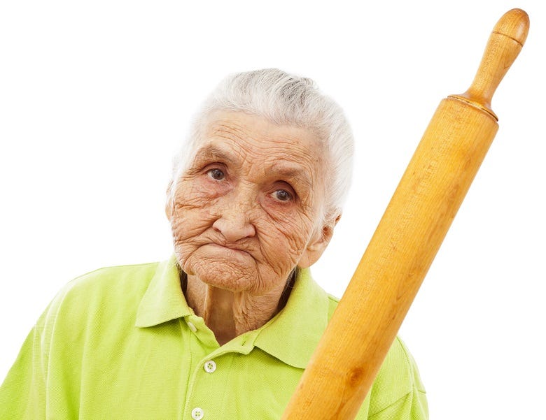 Granny with rolling pin