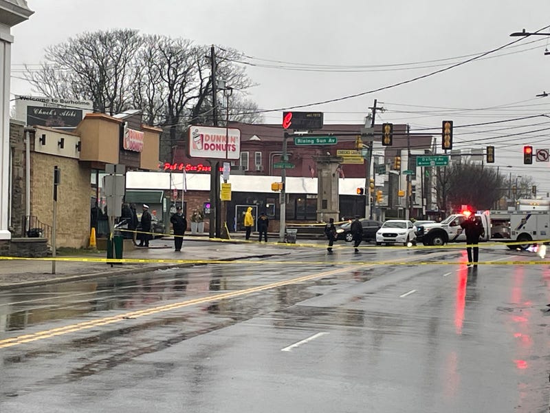 The scene at Rising Sun and Cottman Avenues, where eight teens were shot near a SEPTA bus on March 6, 2023.