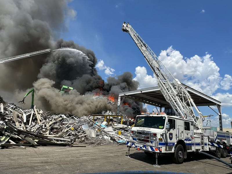 A fire at a business in the 3800 of Commerce Street in Fort Worth, Texas on Friday, Aug. 16, 2024.