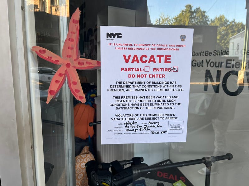 A vacate order was issued at the location by the Department of Buildings