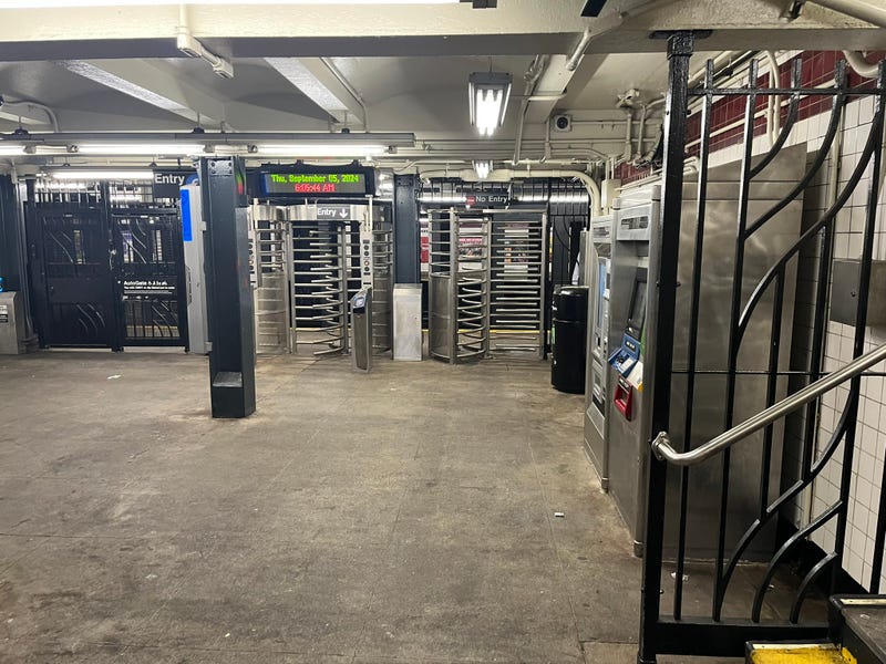 The shooting happened in the mezzanine area near a MetroCard machine, as seen here later Thursday morning