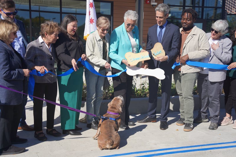 Cook County officials cut the ribbon at the Evanston Animal Shelter on Wednesday.